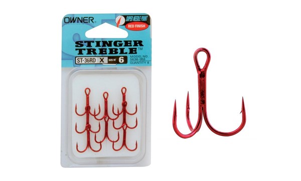 Picture of Owner Treble Hook Red (ST-36RD) Size 8 (8-pack)